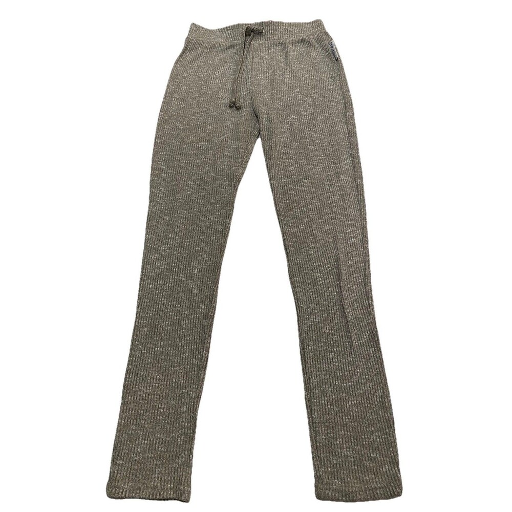 Gymshark Women’s Small Slounge Tracksuit Pants Green Heather Ribbed Knit